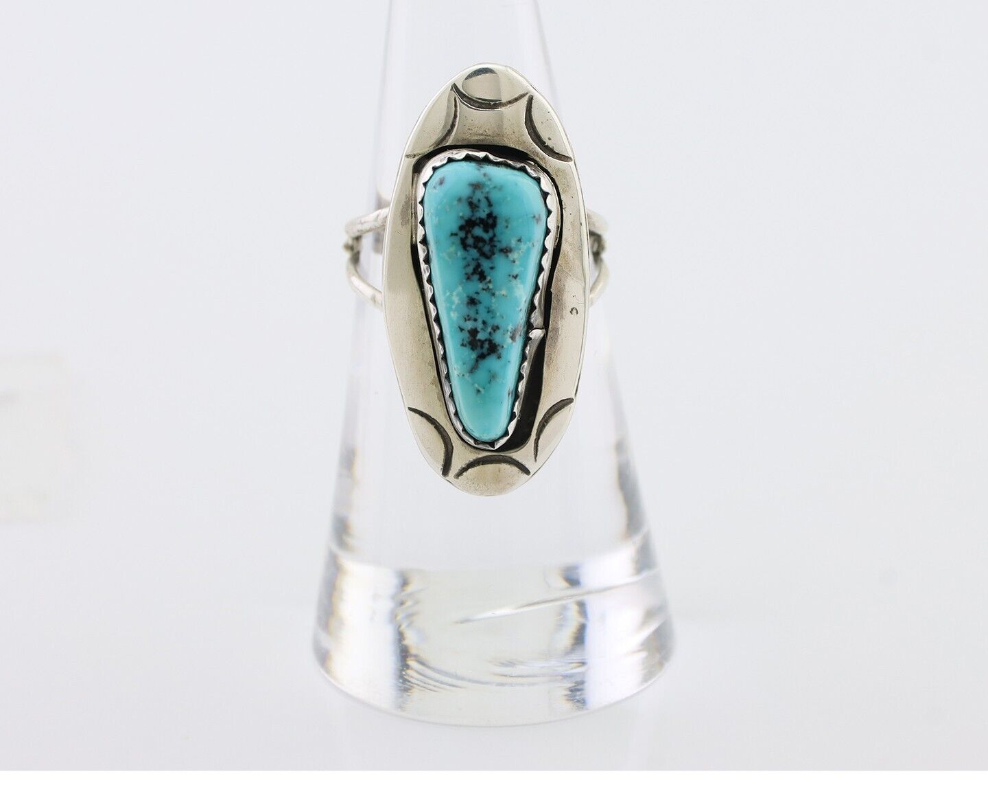 Navajo Ring 925 Silver Blue Gem Turquoise Artist Size 6.0 C.80's
