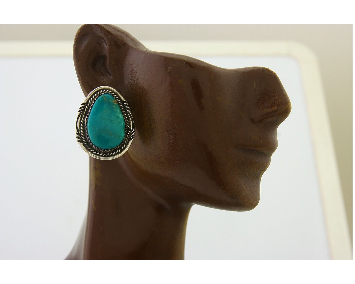 Navajo Earrings 925 Silver Natural Turquoise Artist Signed M Begay C80s