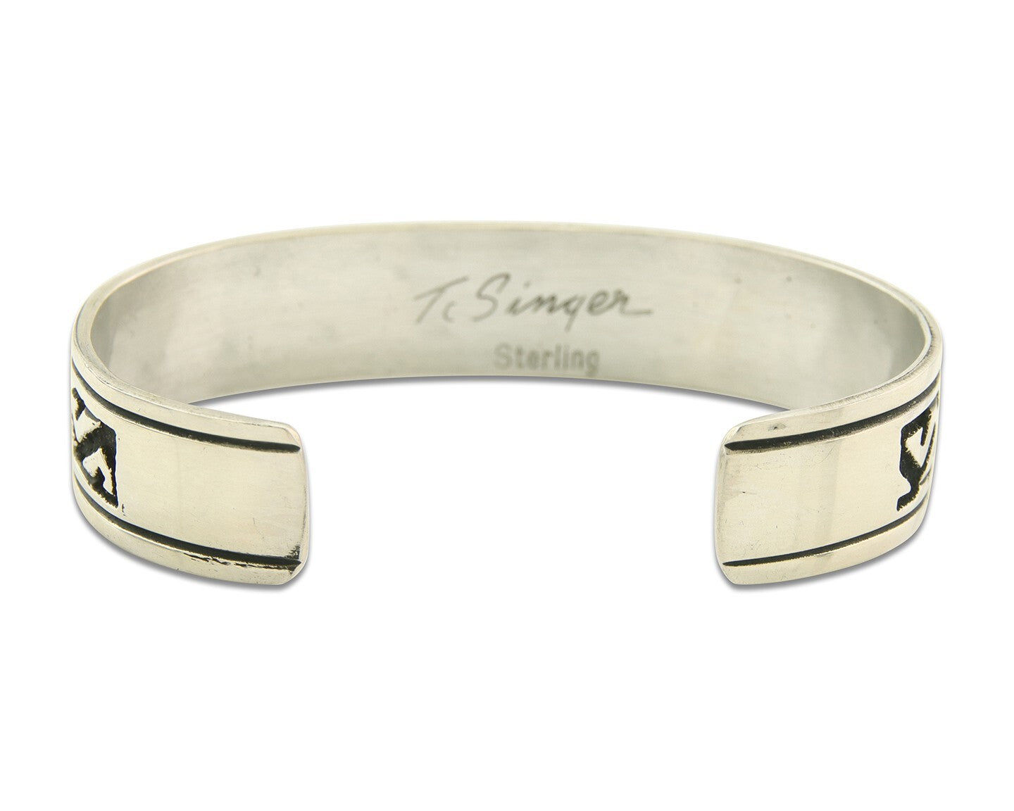 Navajo Bracelet 925 Silver Artist Signed Thomas Singer Cuff Made in the 1980's