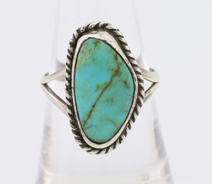 Navajo Ring 925 Silver Kingman Turquoise Artist Signed Rabbit Sticks C.80's