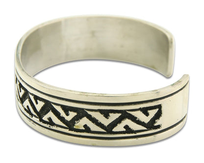 Navajo Bracelet 925 Silver Artist Signed Thomas Singer Cuff Made in the 1980's