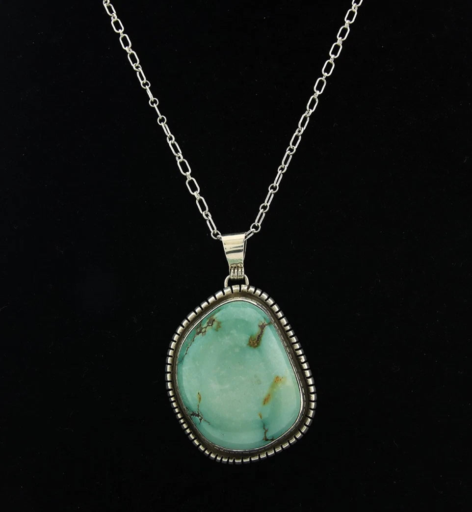 Navajo Necklace Sterling Silver Turquoise Signed Teepee