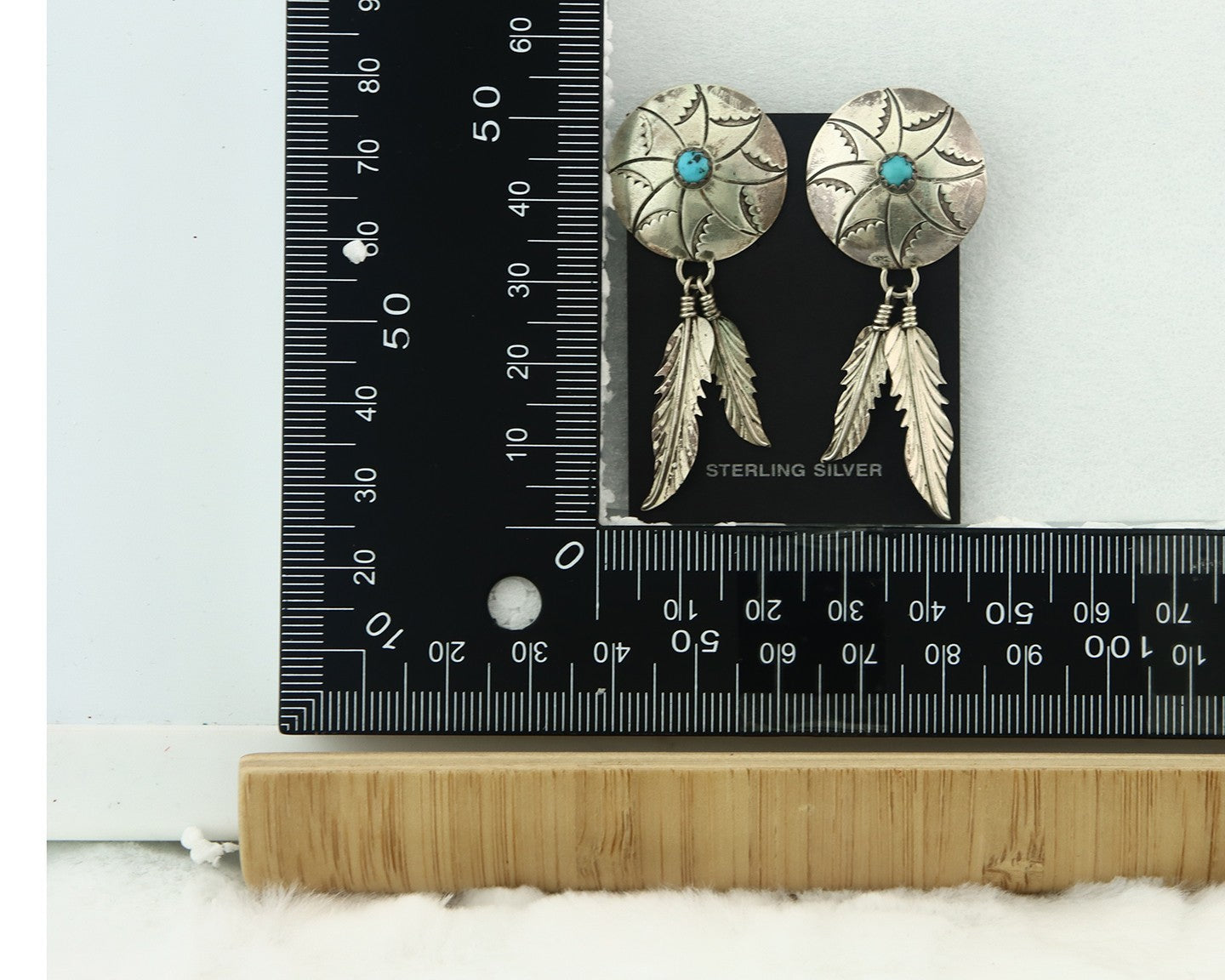 Navajo Earrings Sterling Silver Turquoise Vintage Dangle Signed Ramone
