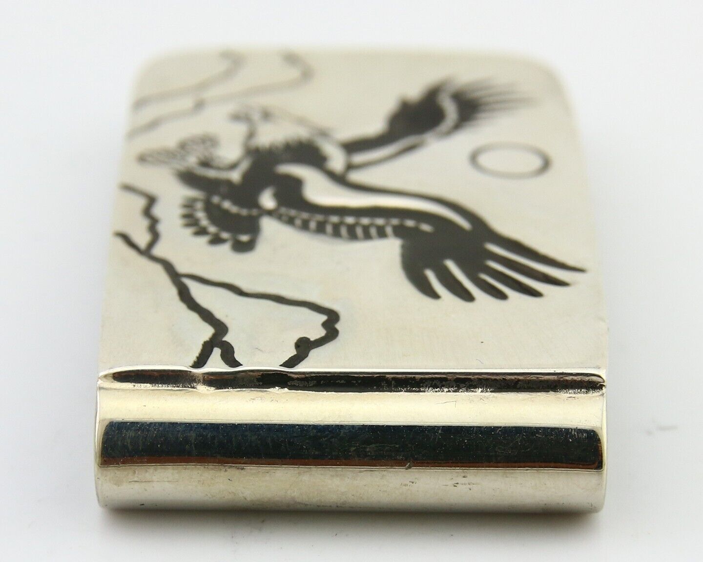 Navajo Eagle Money Clip .925 Silver & .999 Nickle Native American Artist C.80's