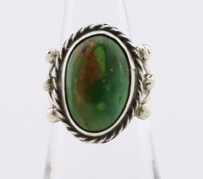 Navajo Ring 925 Silver Natural Green Turquoise Artist Signed MC C.80's