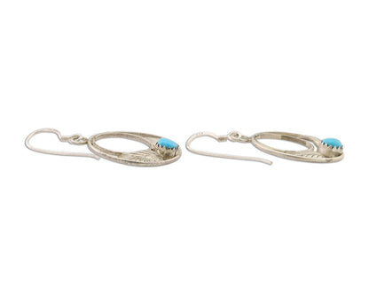 Navajo Handmade Dangle Earrings 925 Silver Blue Turquoise Native Artist C.80's