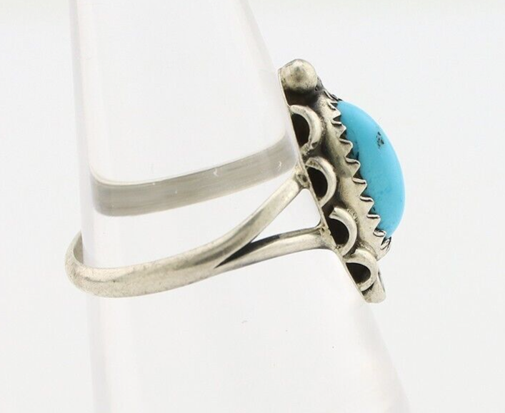 Navajo Ring 925 Silver Sleeping Beauty Turquoise Signed SkyStone Creations C80s