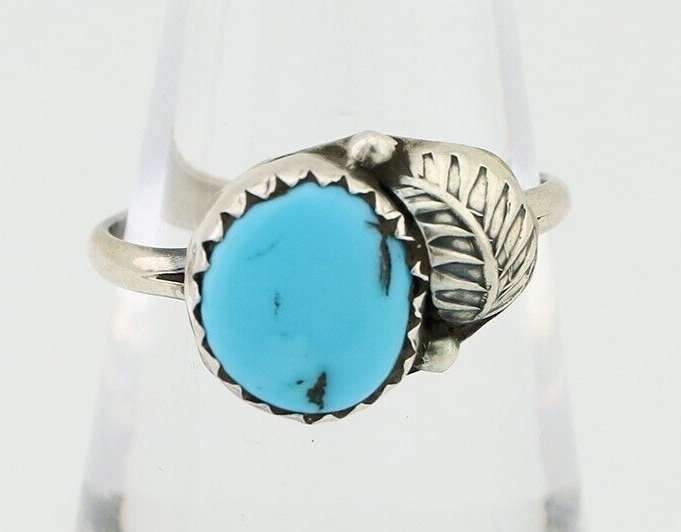 Navajo Ring 925 Silver Sleeping Beauty Turquoise Native American Artist C.80's