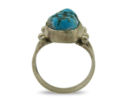 Navajo Handmade Ring 925 Silver Sleeping Beauty Turquoise Artist C.80's