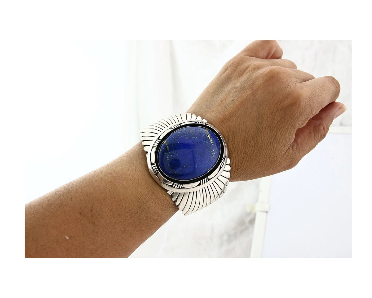 Navajo Cuff Bracelet Sterling Silver Lapis Malachite Vintage Signed D Delgarito