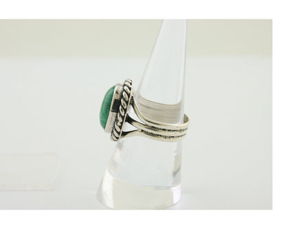 Navajo Ring 925 Silver Natural Malachite Native American Artist C.80's