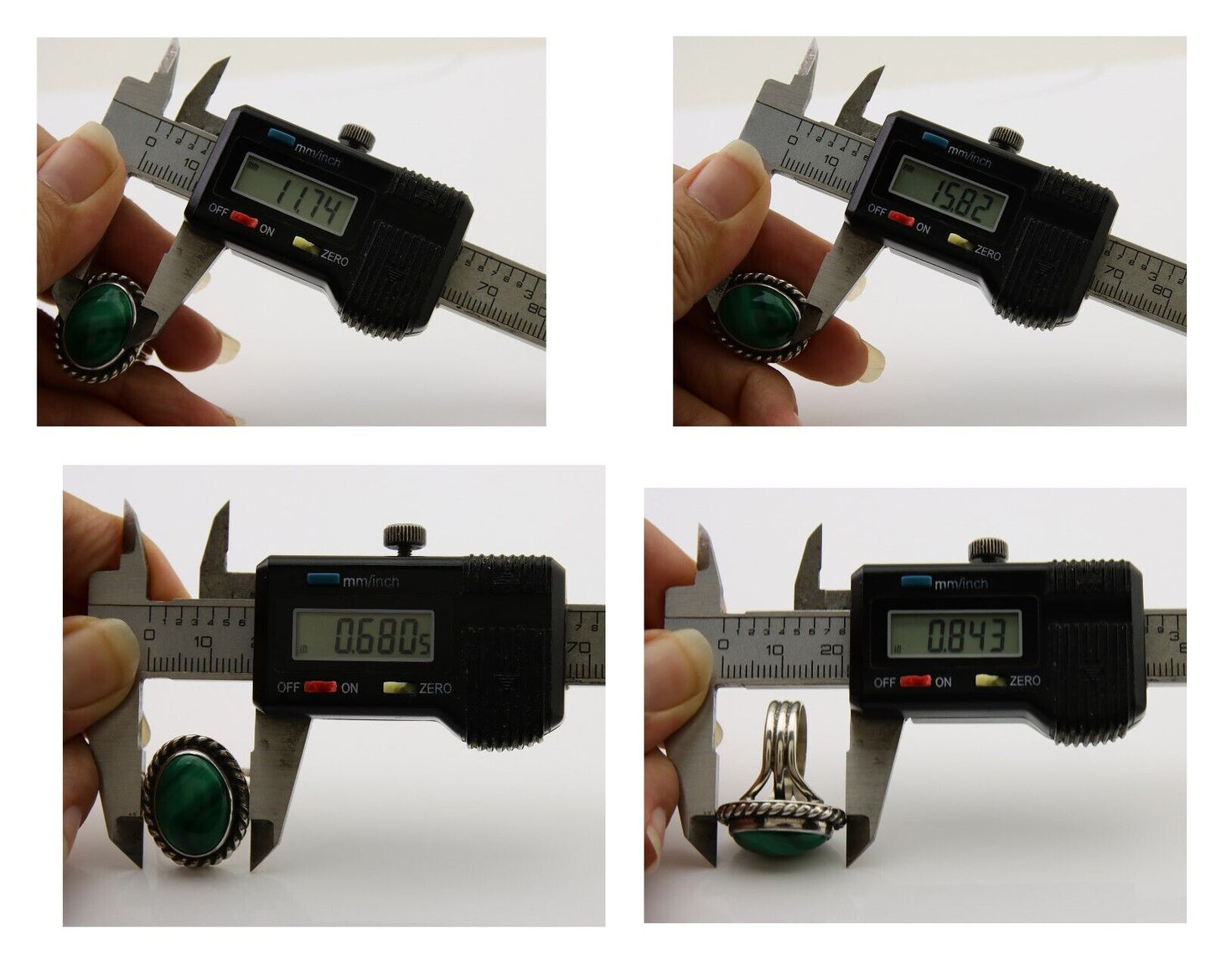 Navajo Ring 925 Silver Natural Malachite Native American Artist C.80's