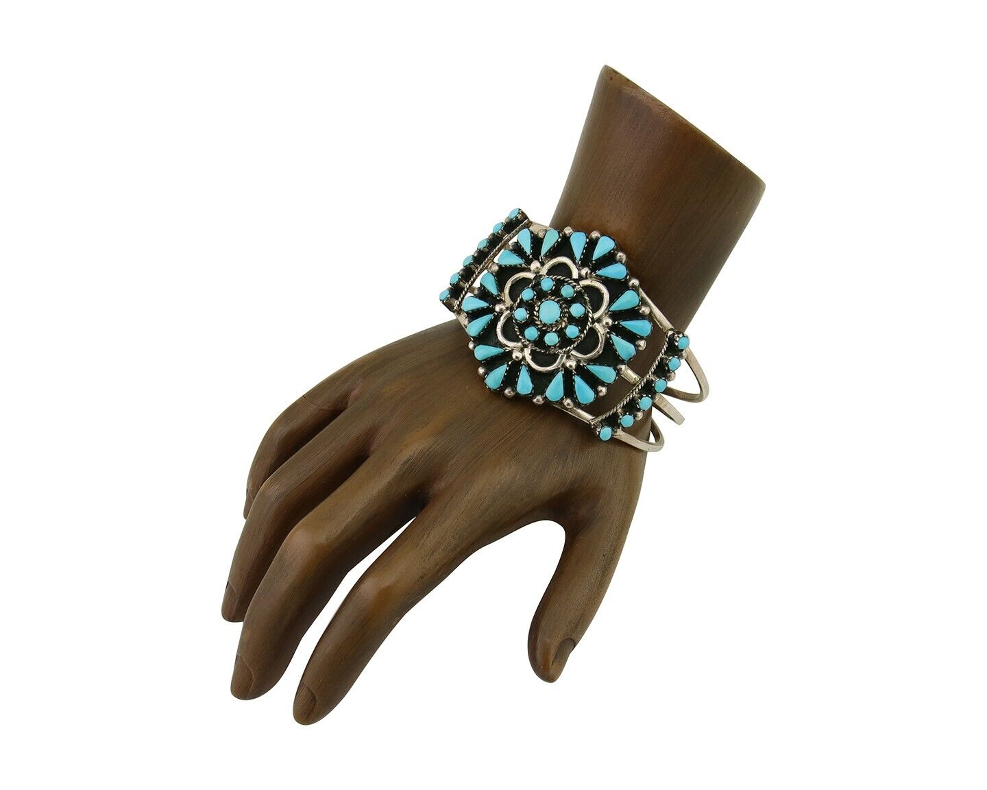 Men Navajo Bracelet 925 Silver Natural Blue Turquoise Signed Benson Yazzie C80s