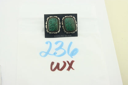 Navajo Earrings 925 Silver Natural Turquoise Native Artist NC C.80's