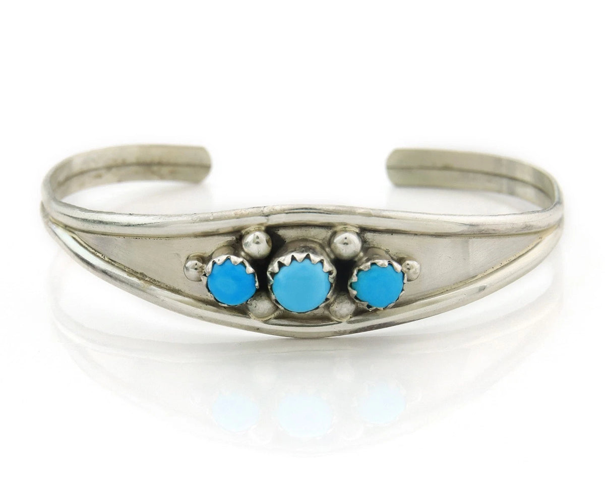 Childs Navajo Cuff Bracelet Sterling Silver Turquoise Vintage