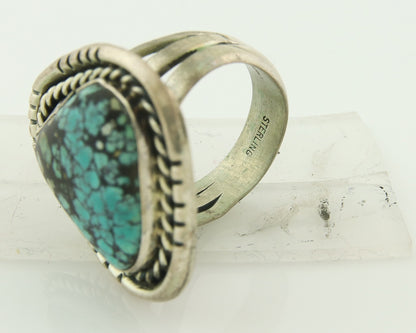 Vintage Navajo Ring 925 Sterling Silver Turquoise Signed L Bennett Size 7.5