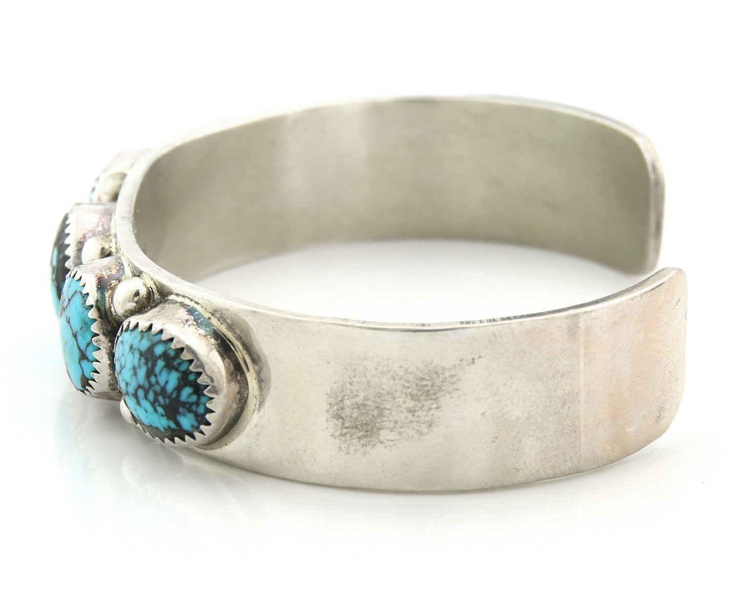 Navajo Bracelet Sterling Silver Nevada Turquoise Artist Signed C Jones