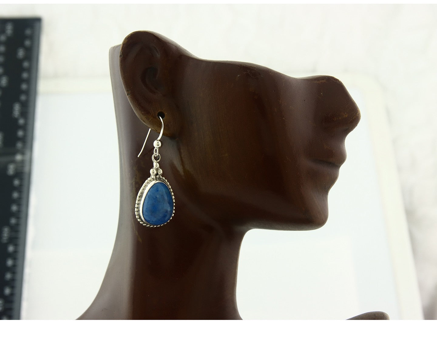 Navajo Dangle Earrings Sterling Silver Lapis Vintage Authentic Signed M