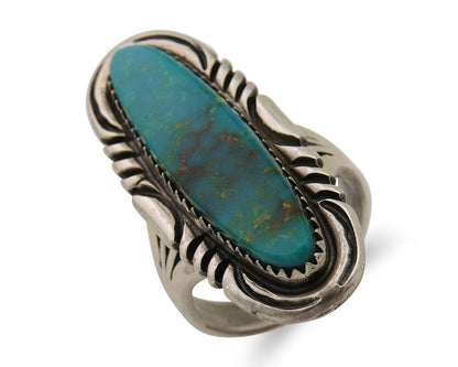 Navajo Hand Stamped Ring 925 Silver Turquoise Native Artist Begay C.80's