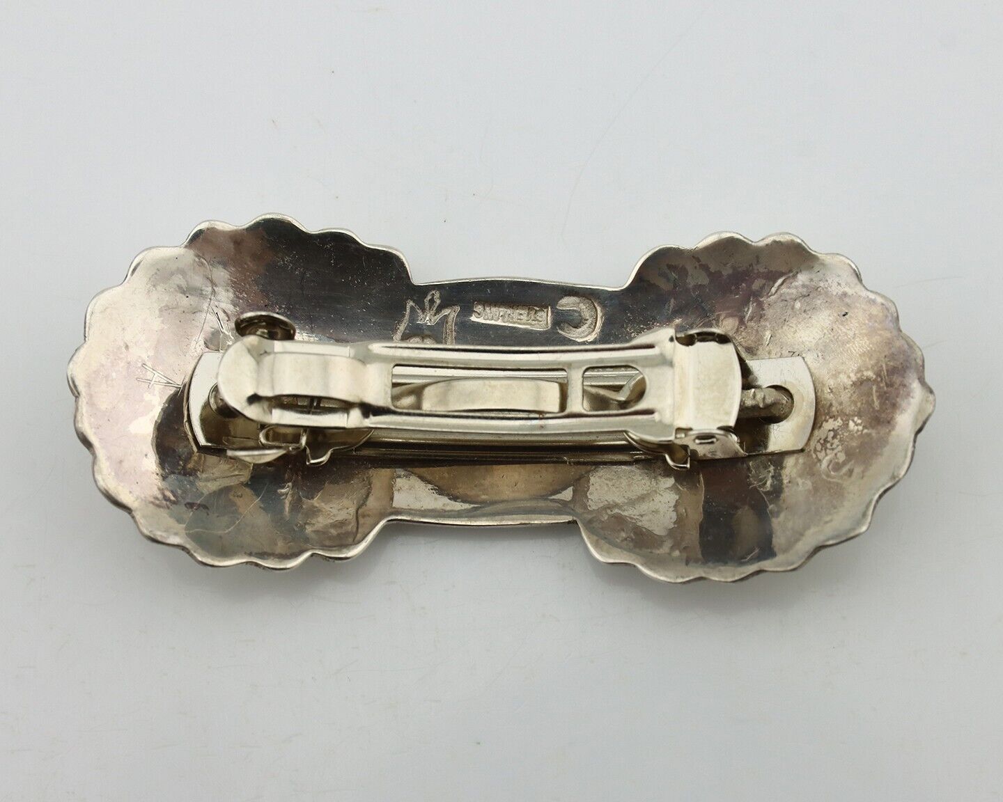 Women's Navajo Hair Clip Hand Stamped 925 Silver Artist Signed C Montoya C.80's