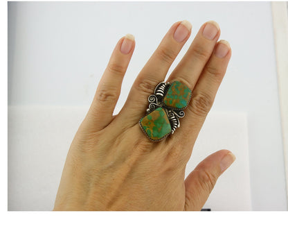 Vintage Navajo Ring 925 Sterling Silver Authentic Manassas Turquoise Size 6.5