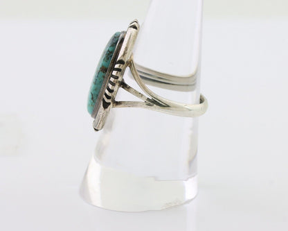 Navajo Ring 925 Silver Kingman Turquoise Native American Artist Size 8.0 C.80's