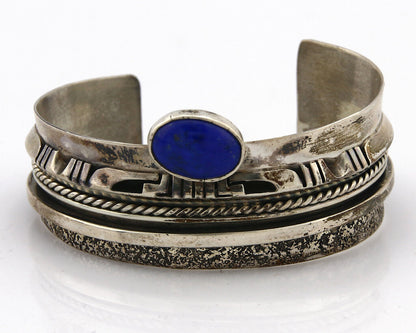 Navajo Bracelet .925 Silver Lapis Lazuli Signed Artist Gilbert Nelson 80's