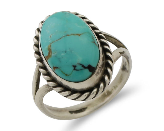 Navajo Ring 925 Silver Natural Blue Turquoise Native American Artist C.80's