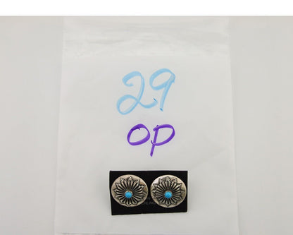 Navajo Shield Earrings 925 Silver Blue Turquoise Artist Signed SN C.80s