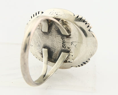 Vintage Navajo Ring 925 Sterling Silver Authentic Turquoise Signed LM Nez Sz 8.0