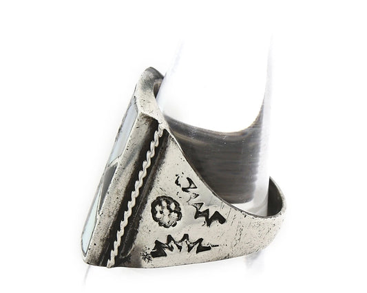 Men Navajo Ring Sterling Silver Natural Gemstones Handmade Vintage Size 11
