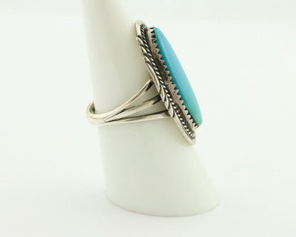 Navajo Ring .925 Silver Sleeping Beauty Turquoise Artist Signed USA C.80's