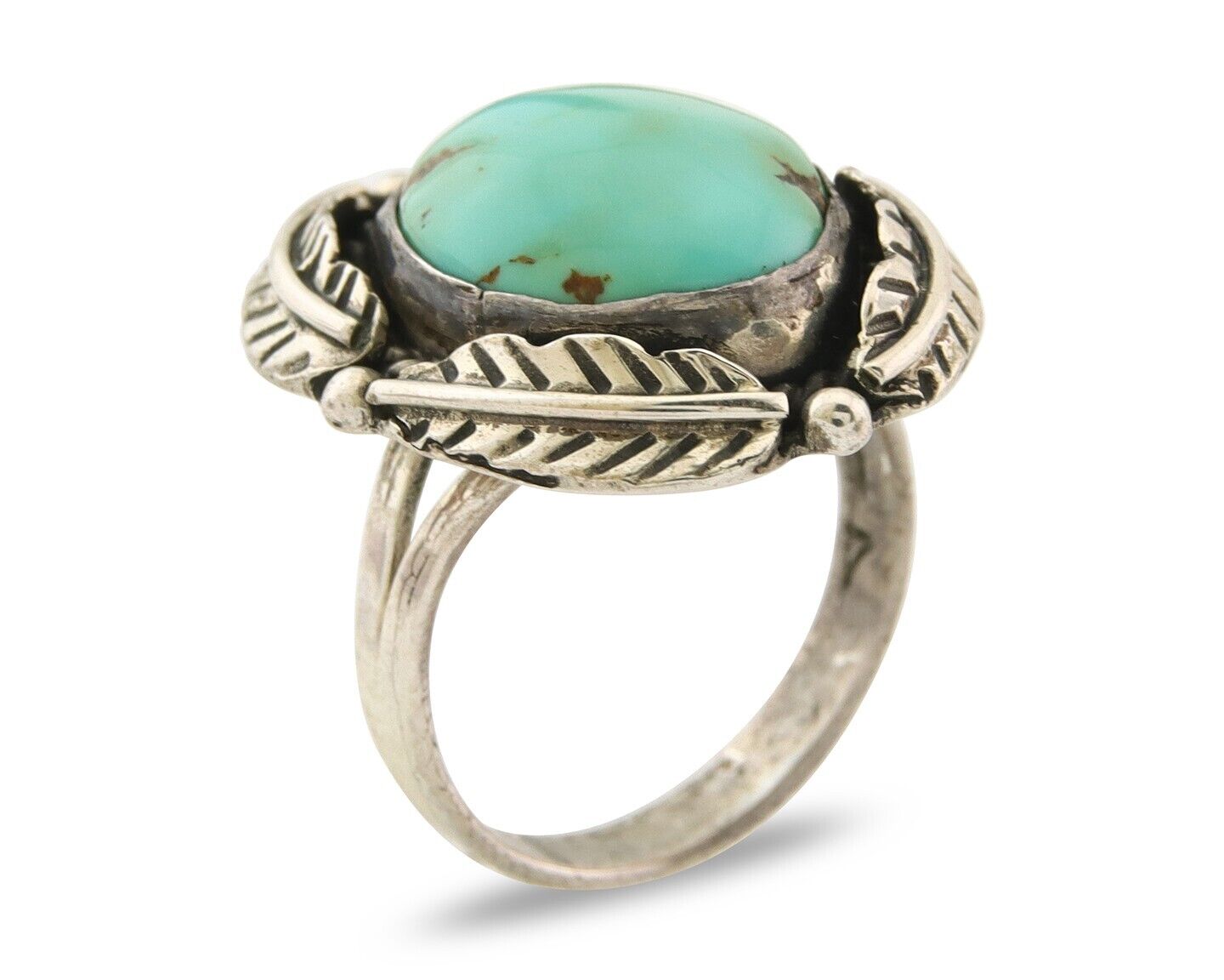 Mexican Handmade Ring 925 Sterling Natural Mined Turquoise C.80's Size 7.5