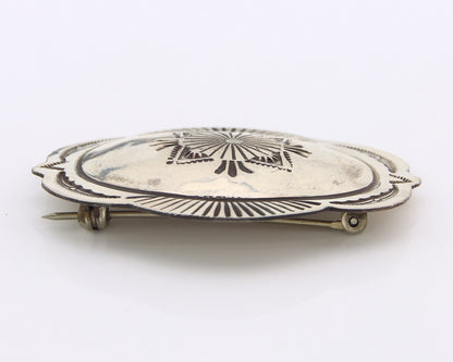 Navajo Concho Pin Sterling Silver Hand Stamped Native American Artist