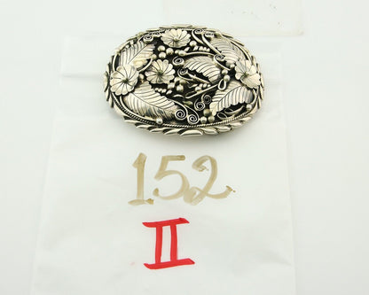 Navajo Belt Buckle 925 Sterling Silver Artist Signed DL 2.25 x 2.8 in C.80's