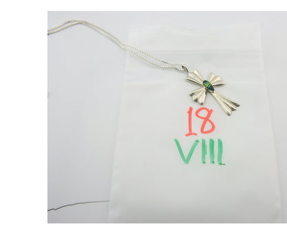 Navajo Cross Necklace Sterling Silver Authentic Natural Gemstones Signed M