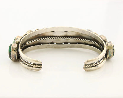 Navajo Cuff Bracelet Sterling Silver Crescent Valley Green Turquoise Native Art