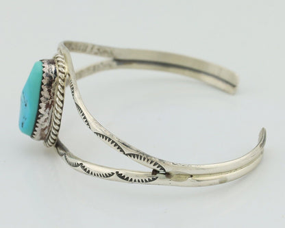 Navajo Bracelet 925 Silver Sleeping Beauty Turquoise Signed Robert Vandover C80s