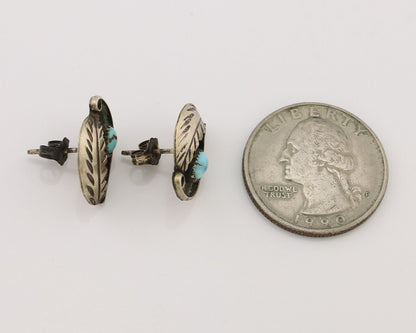 Navajo Earrings 925 Silver Natural Turquoise Native American Artist C.80's