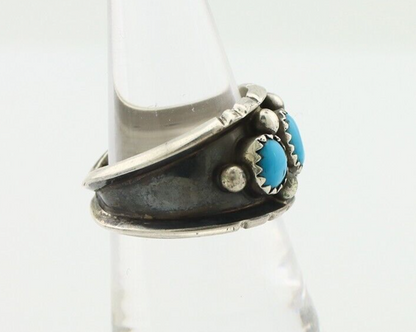 Navajo Ring 925 Silver Sleeping Beauty Turquoise Artist Signed RC C.80's