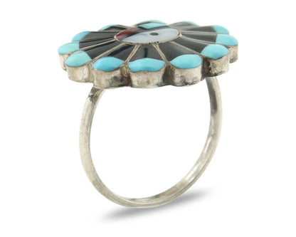 Vintage Zuni Ring 925 Sterling Silver Natural Gemstone Size 6.75