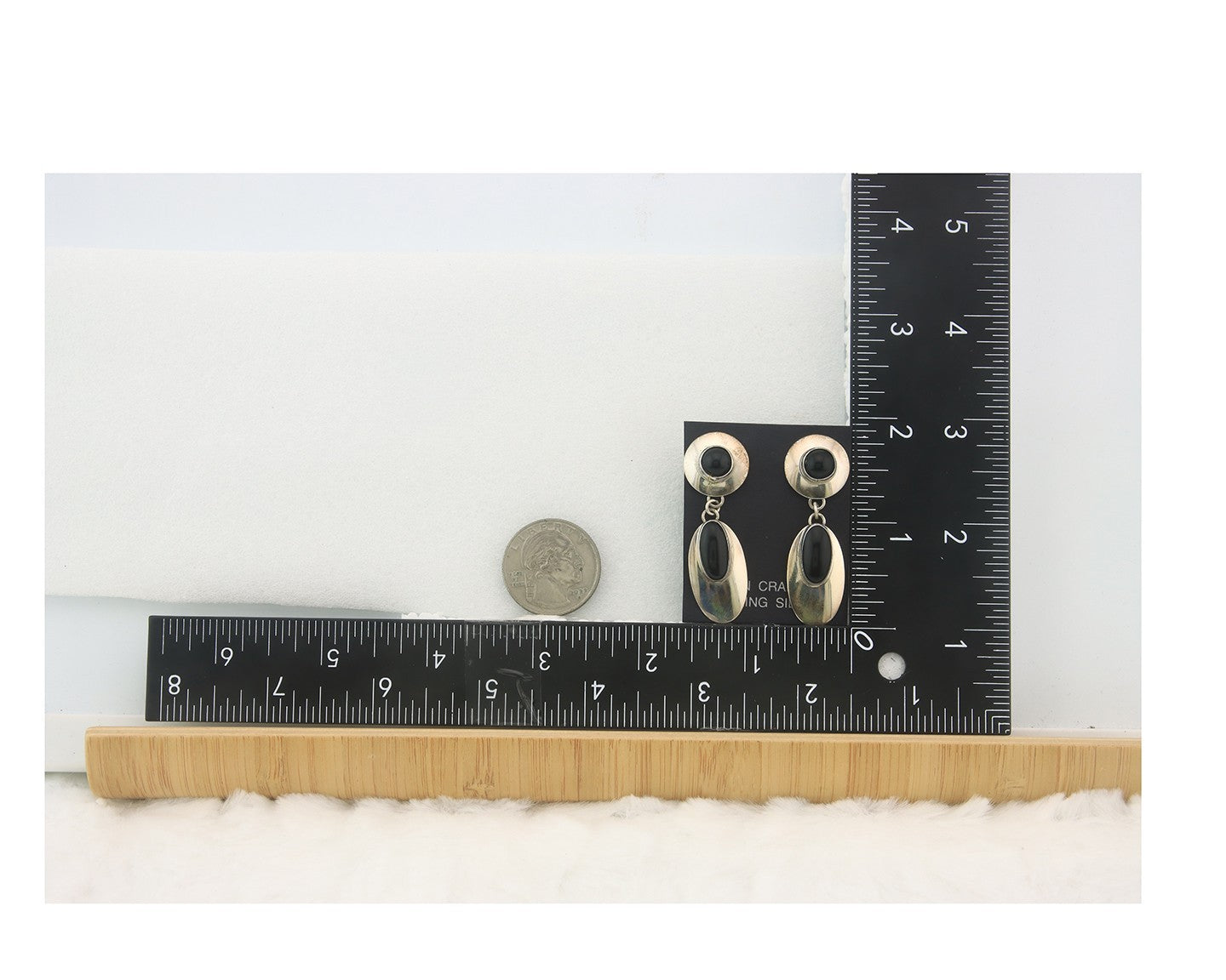 Navajo Earrings Sterling Silver Natural Onyx Dangle Vintage Handmade