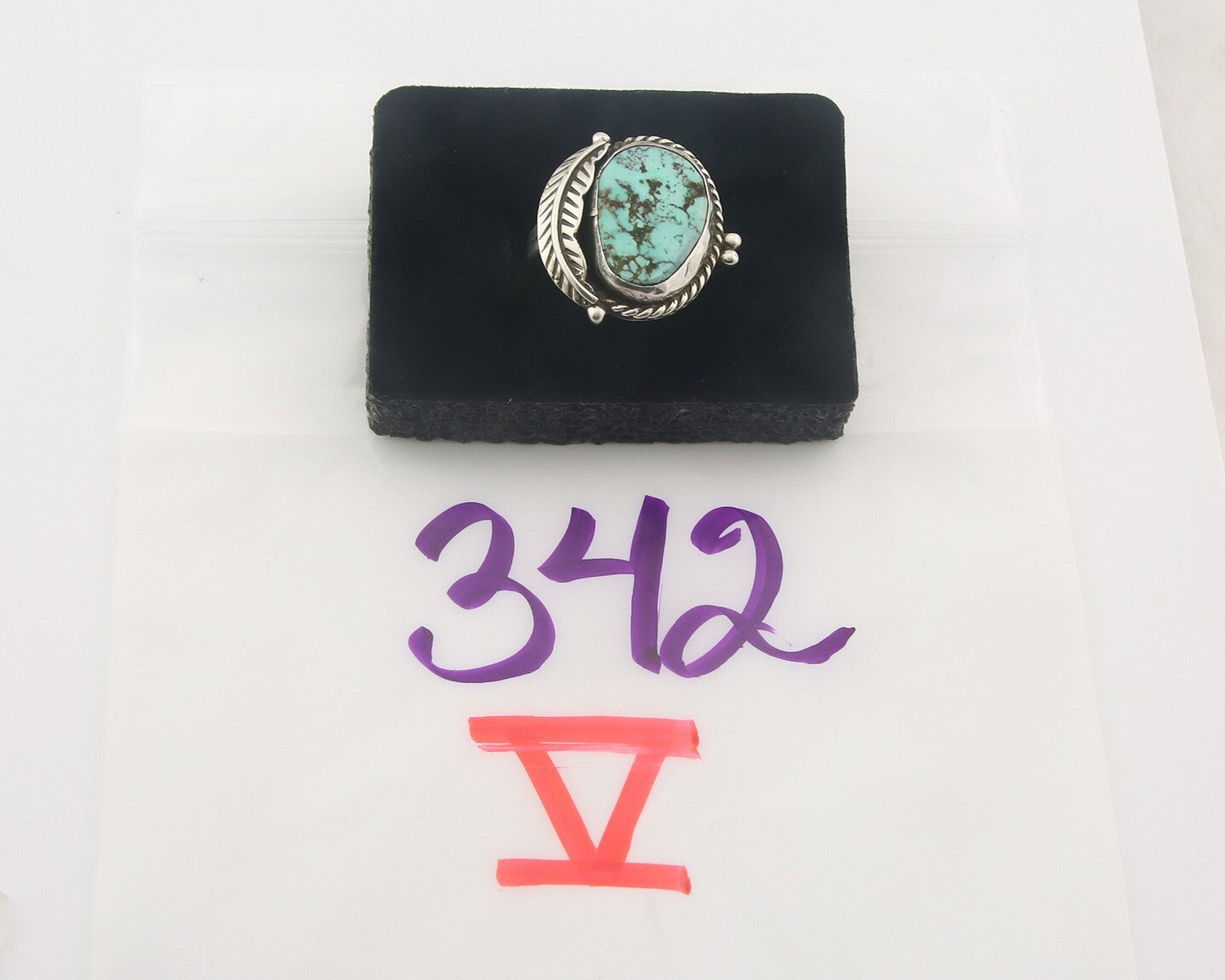 Vintage Navajo Ring 925 Sterling Authentic Traditional Turquoise Size 8.0