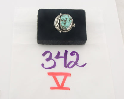 Vintage Navajo Ring 925 Sterling Authentic Traditional Turquoise Size 8.0