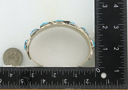 Men Zuni Cuff Bracelet Sterling Silver Turquoise Vintage Signed Effie Calavasa