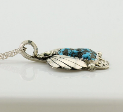 Navajo Turquoise Necklace 925 Silver Native American Artist C.80's