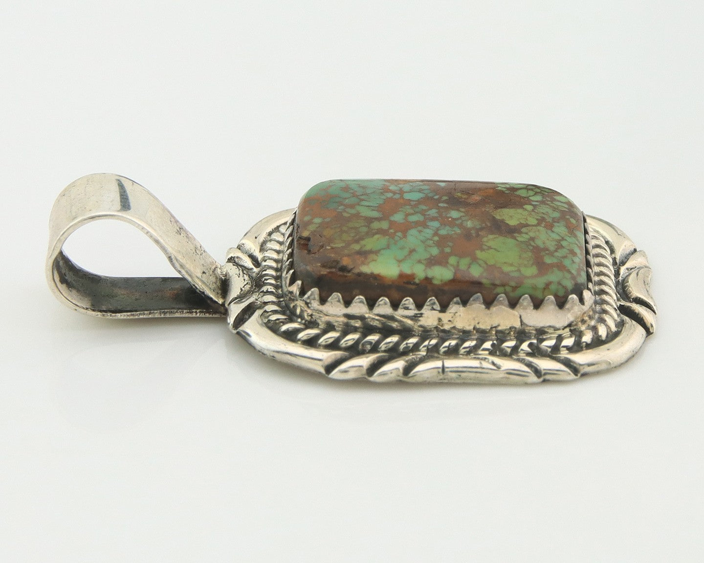 Navajo Pendant 925 Sterling Silver Turquoise Vintage Authentic Native Artist