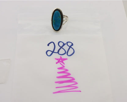 Navajo Ring 925 Silver Natural Blue Turquoise Native American Artist C.80's