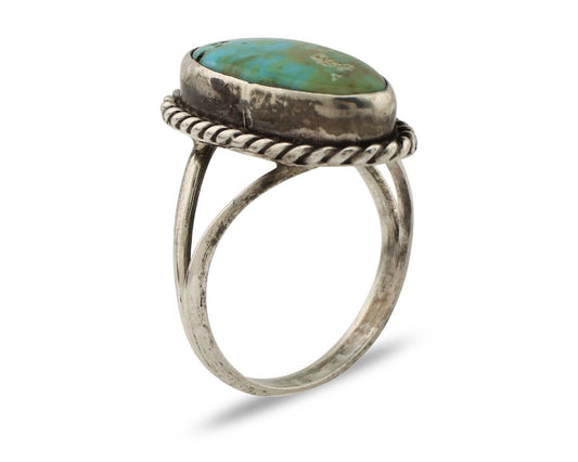 Navajo Ring 925 Silver Kingman Turquoise Artist Native American Signed C.80's