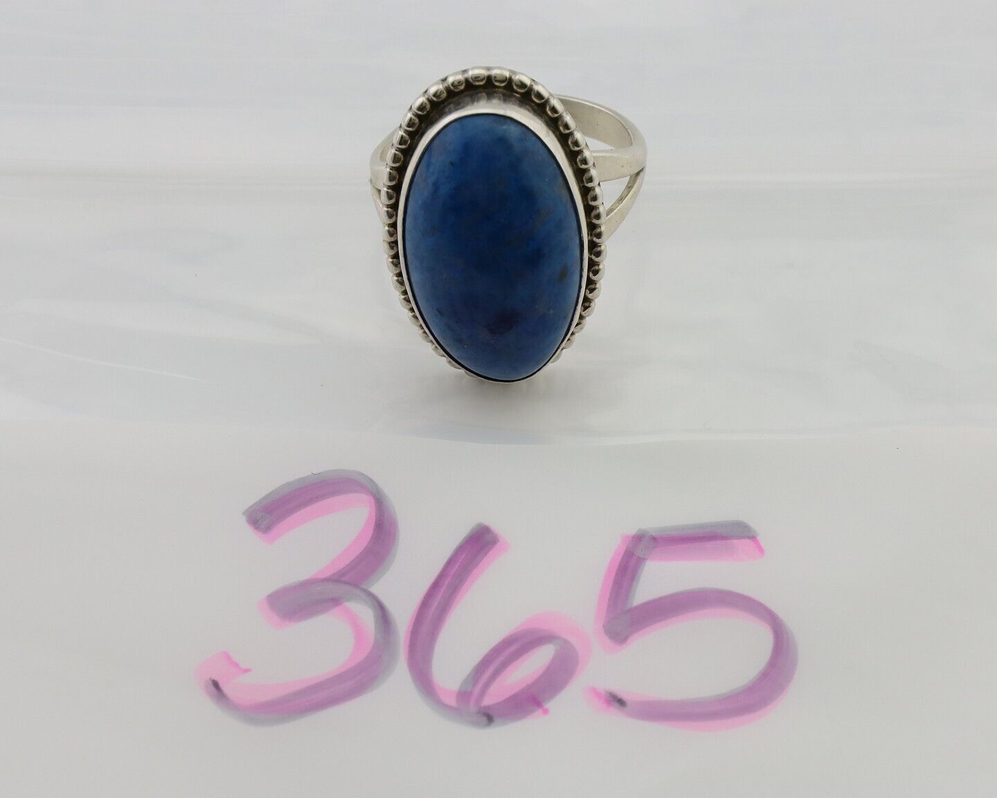 Navajo Handmade Ring 925 Silver Blue Denim Lapis Native American Artist C.80's